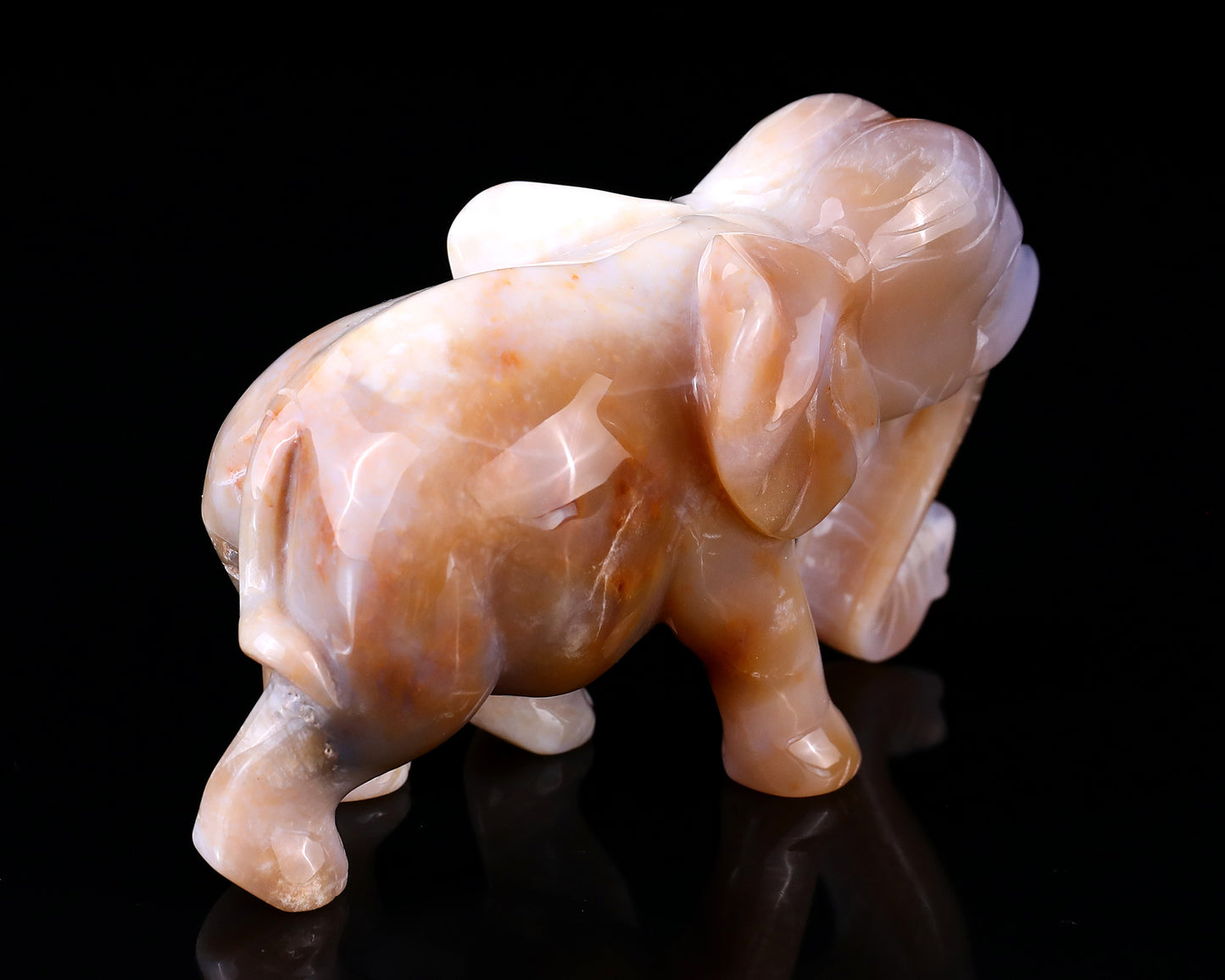 4.8" Chalcedony Hand Carved Crystal Elephant Sculpture Crystallumi