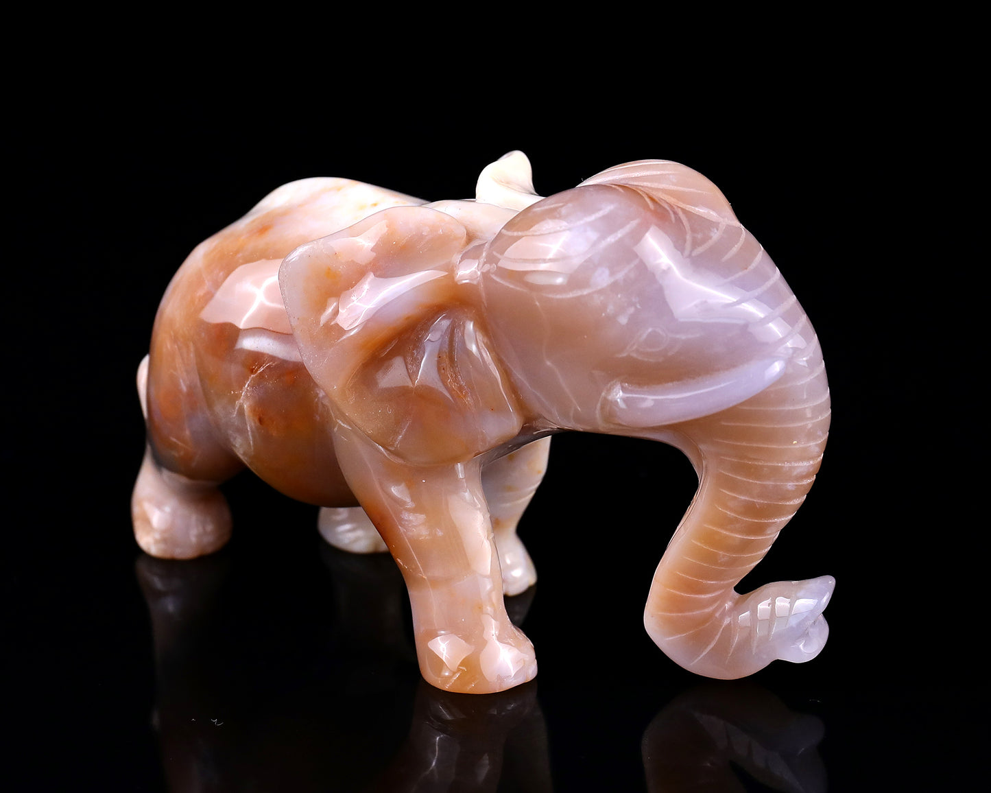 4.8" Chalcedony Hand Carved Crystal Elephant Sculpture Crystallumi