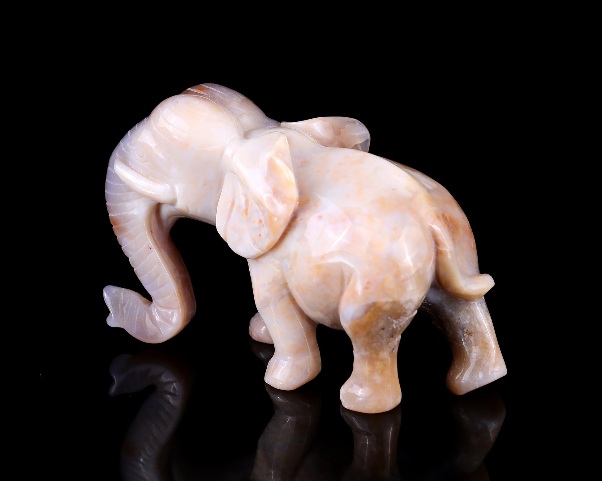 4.8" Chalcedony Hand Carved Crystal Elephant Sculpture Crystallumi