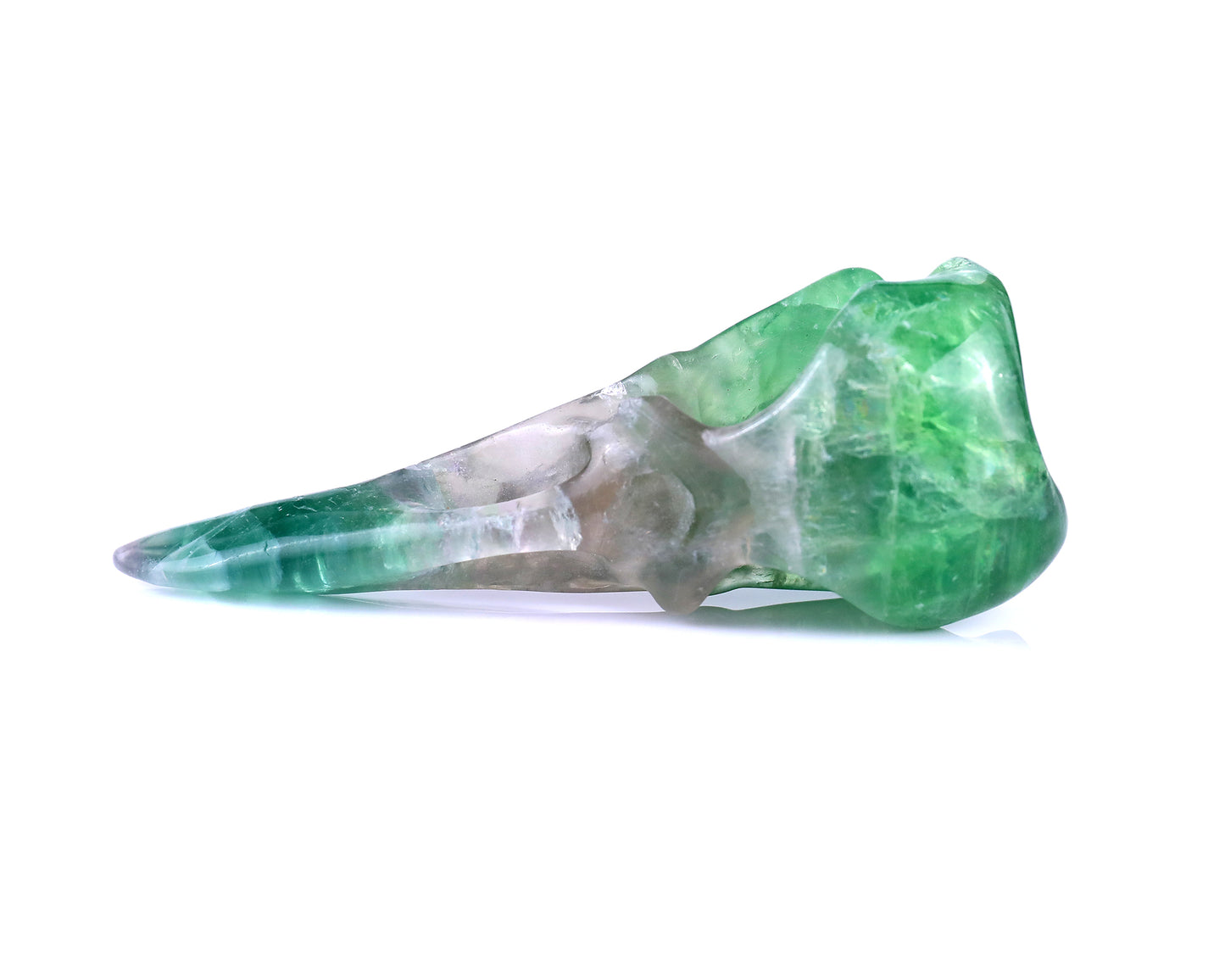 4.8" Fluorite Hand Carved Crystal Raven Skull Sculpture Crystallumi