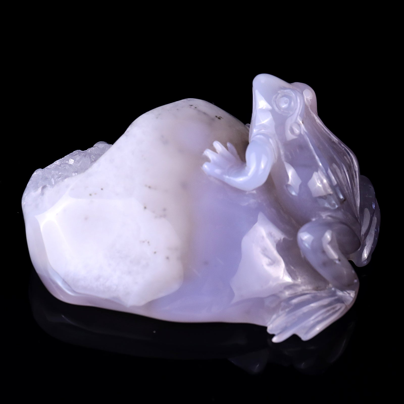 4.8" Geode Agate Hand Carved Crystal Frog Sculpture Crystallumi