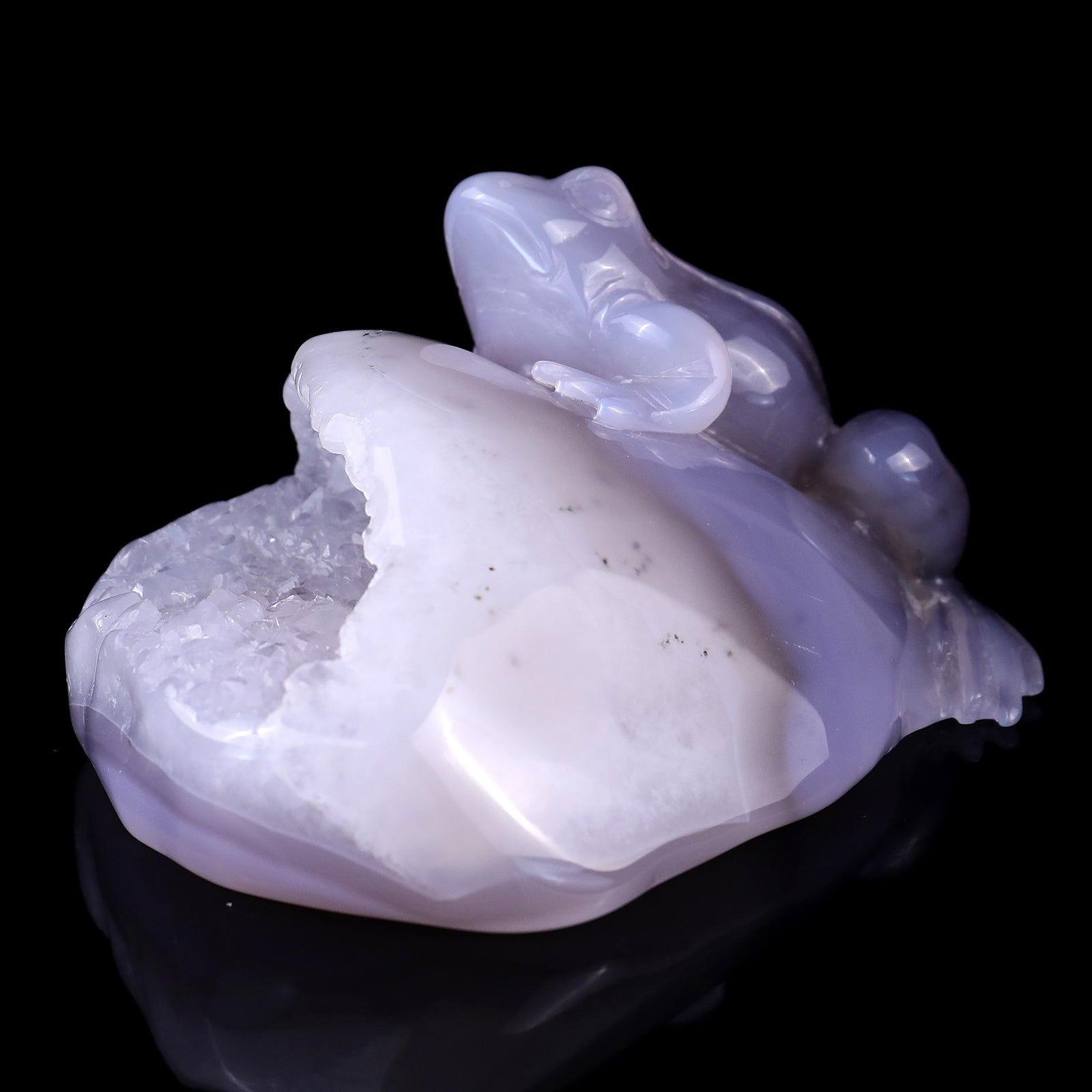 4.8" Geode Agate Hand Carved Crystal Frog Sculpture Crystallumi