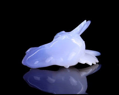 4.9" Blue Chalcedony Hand Carved Crystal Dragon Skull Sculpture Crystallumi