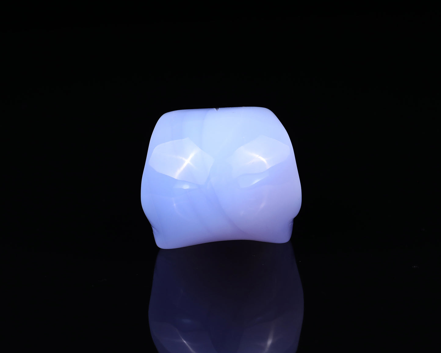 4.9" Blue Chalcedony Hand Carved Crystal Raven Skull Sculpture Crystallumi