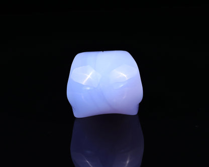 4.9" Blue Chalcedony Hand Carved Crystal Raven Skull Sculpture Crystallumi