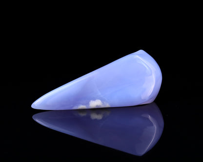 4.9" Blue Chalcedony Hand Carved Crystal Raven Skull Sculpture Crystallumi