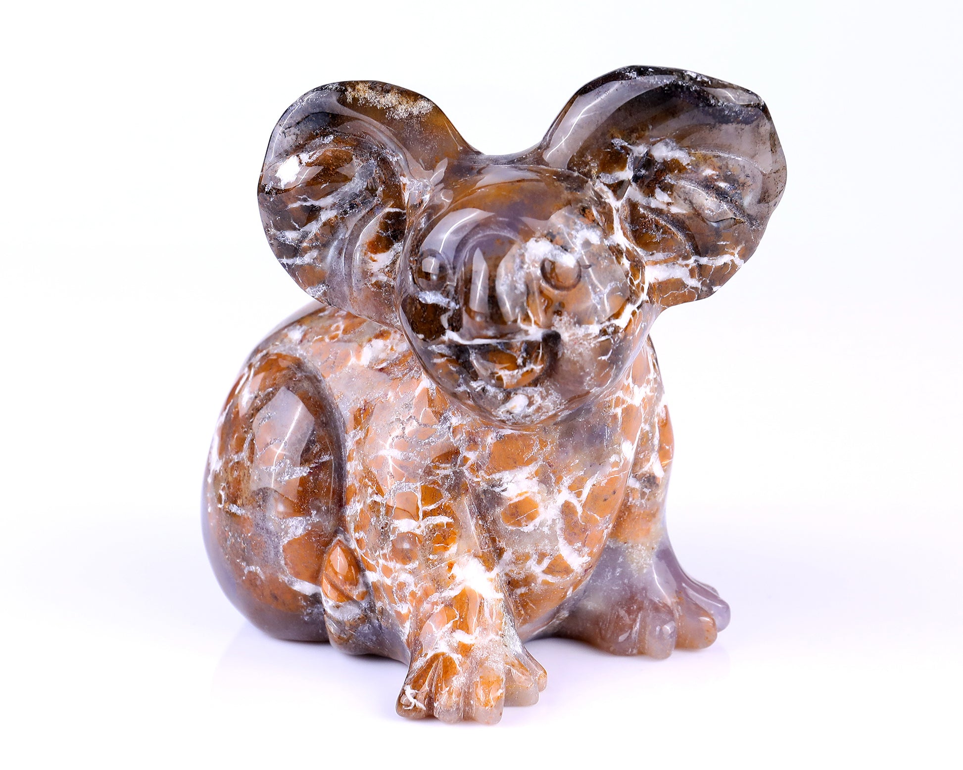 4.9" Chalcedony Hand Carved Crystal Koala Sculpture Crystallumi