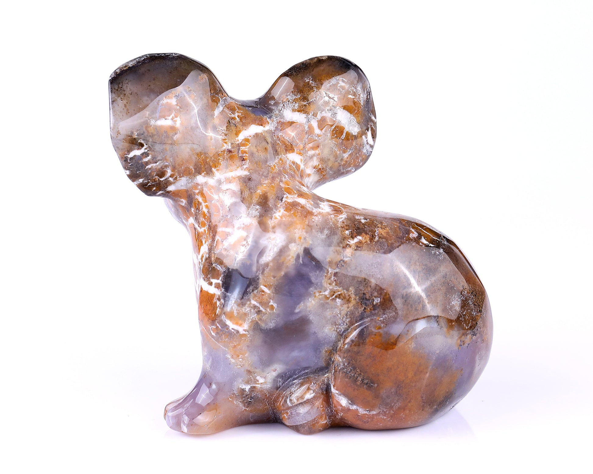 4.9" Chalcedony Hand Carved Crystal Koala Sculpture Crystallumi