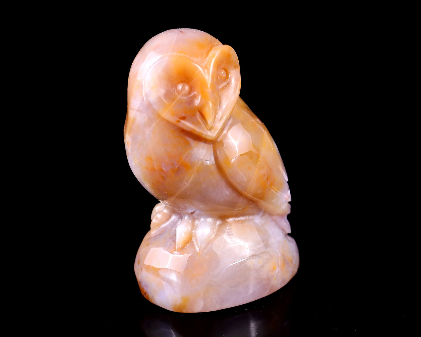 3.1" Chalcedony Hand Carved Crystal Owl Sculpture