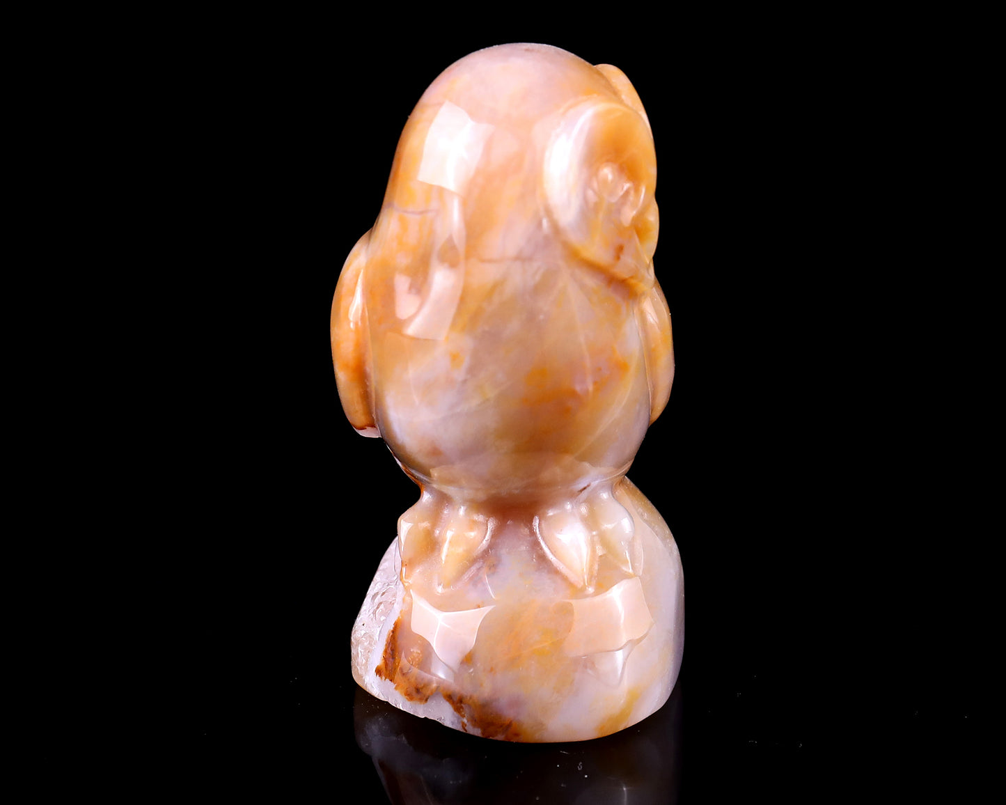 3.1" Chalcedony Hand Carved Crystal Owl Sculpture