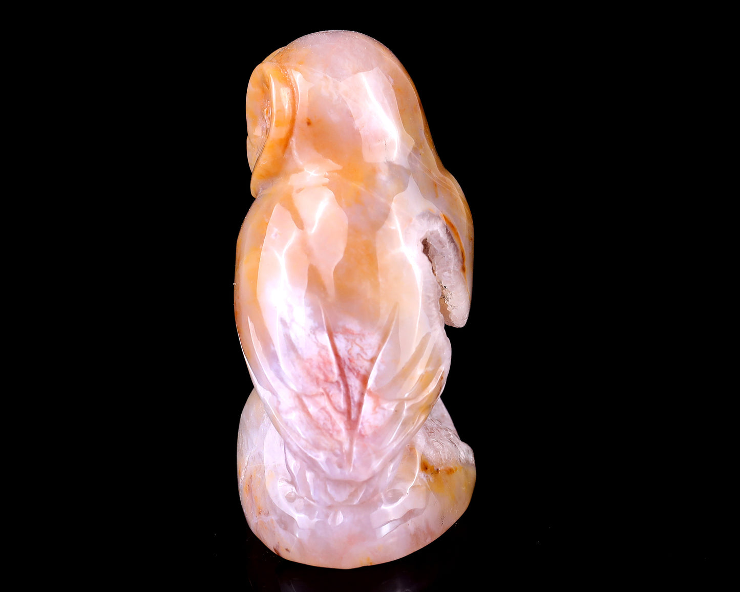 3.1" Chalcedony Hand Carved Crystal Owl Sculpture