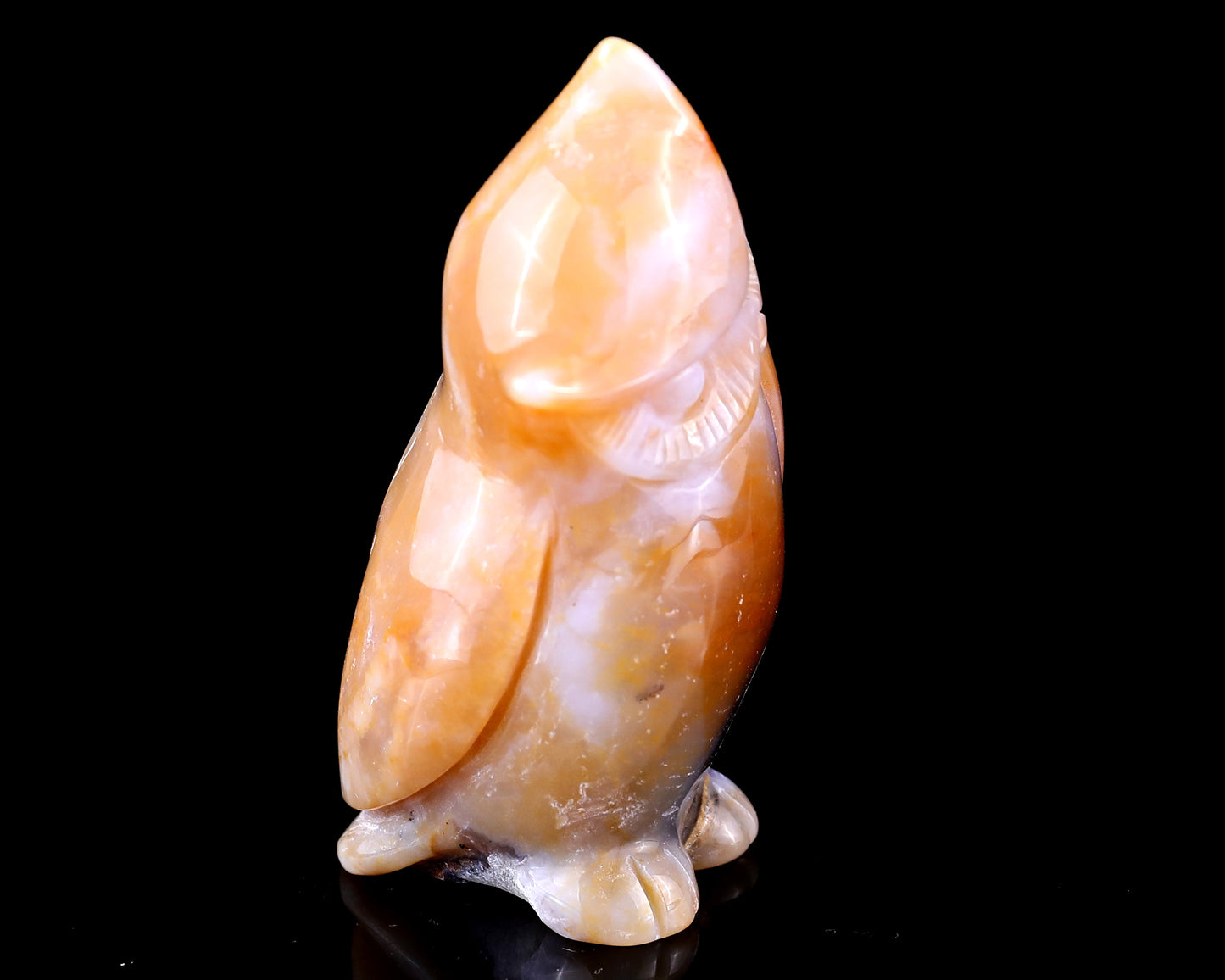 3.0" Chalcedony Hand Carved Crystal Owl Sculpture