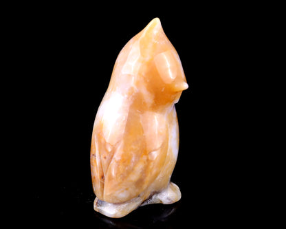 3.0" Chalcedony Hand Carved Crystal Owl Sculpture