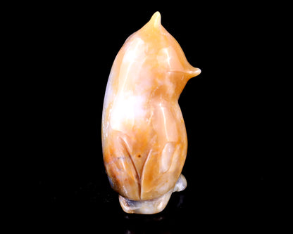 3.0" Chalcedony Hand Carved Crystal Owl Sculpture