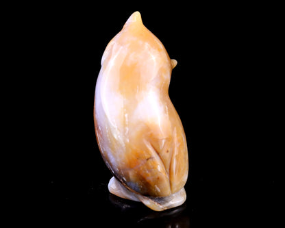 3.0" Chalcedony Hand Carved Crystal Owl Sculpture