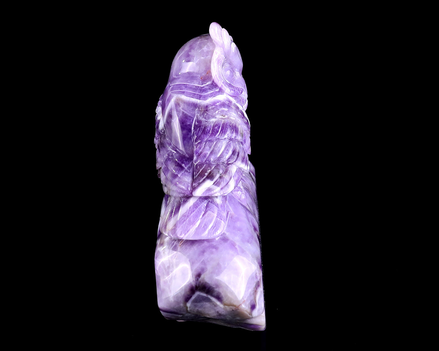 7.6" Dream Amethyst Hand Carved Crystal Owls Sculpture