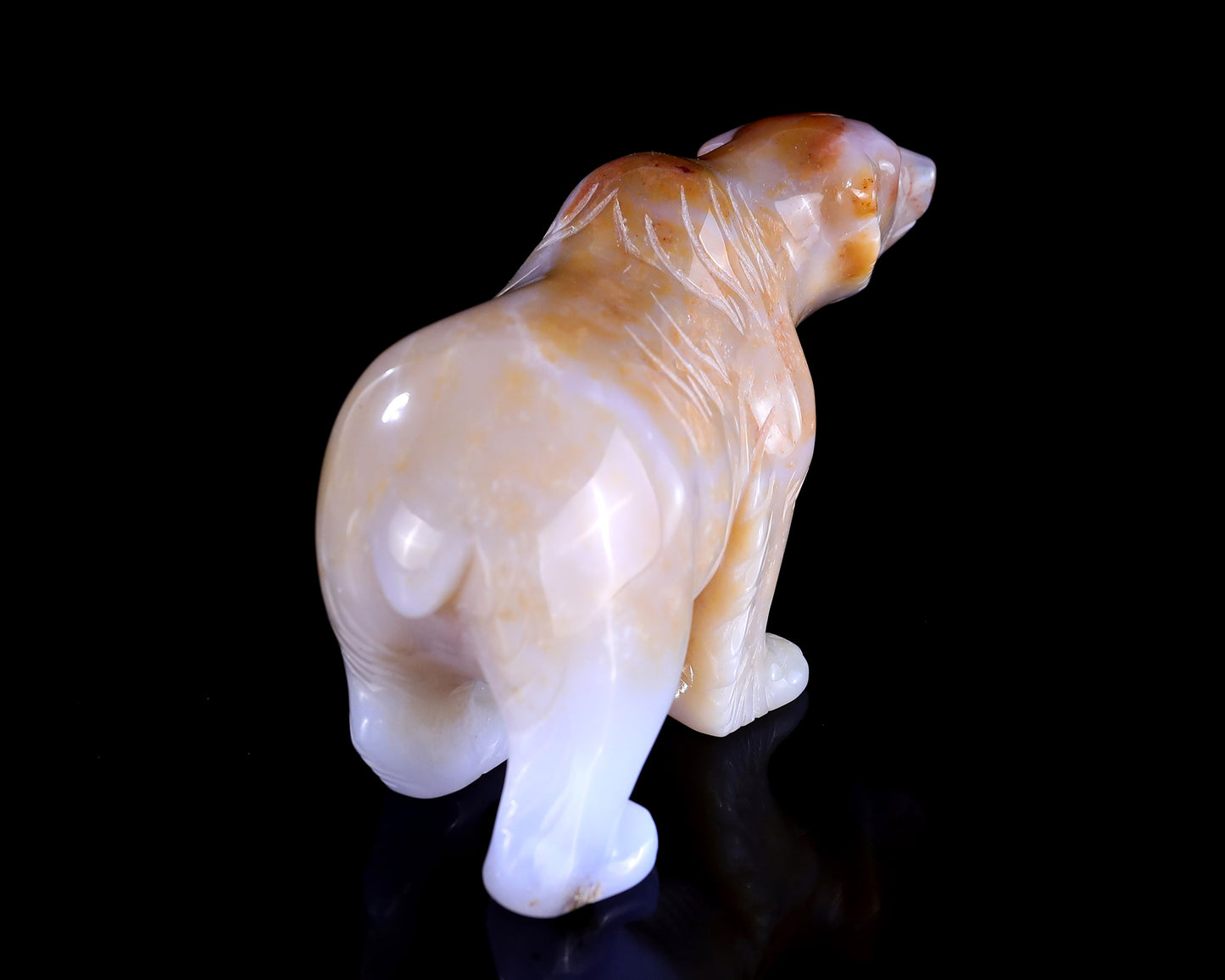 5.5" Chalcedony Hand Carved Crystal Polar Bear Sculpture