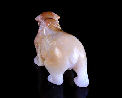 5.5" Chalcedony Hand Carved Crystal Polar Bear Sculpture