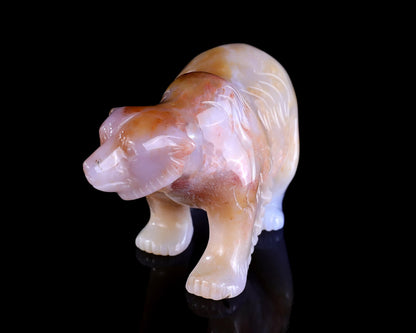 5.5" Chalcedony Hand Carved Crystal Polar Bear Sculpture