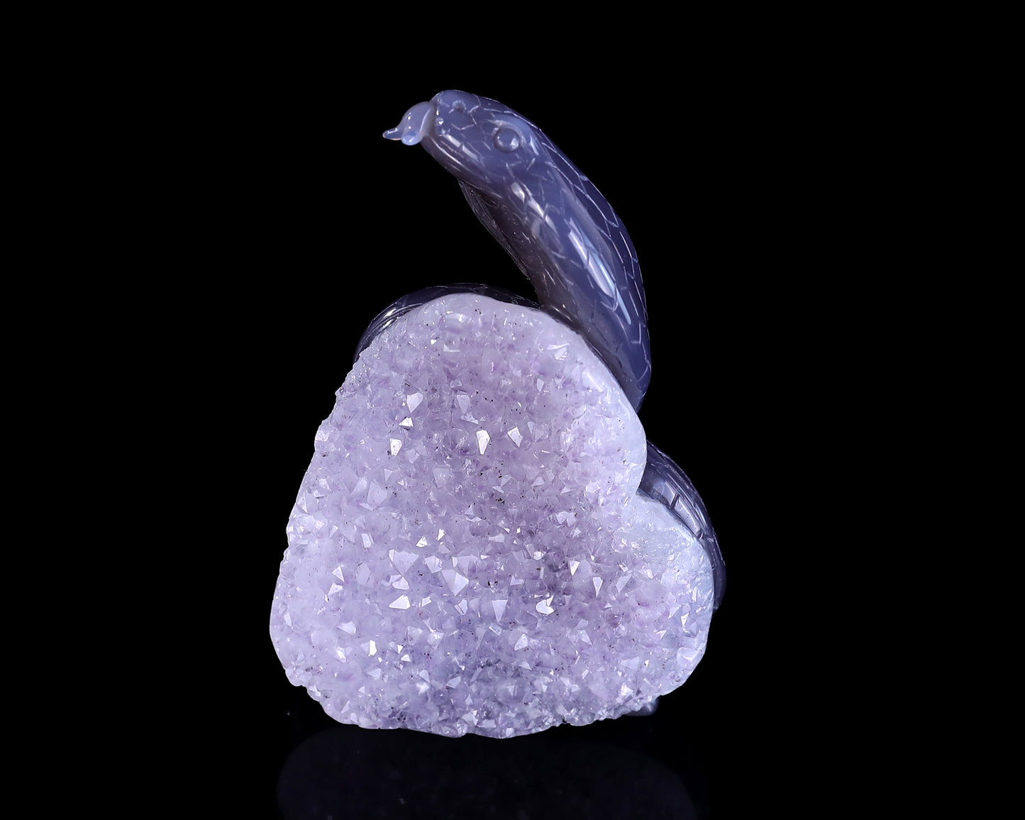 5.0" Geode Agate Hand Carved Crystal Snake Sculpture