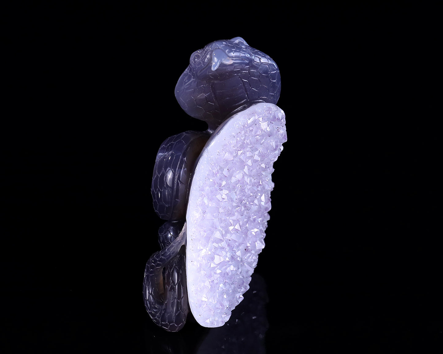 5.0" Geode Agate Hand Carved Crystal Snake Sculpture