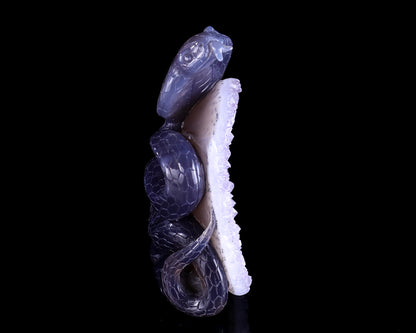 5.0" Geode Agate Hand Carved Crystal Snake Sculpture