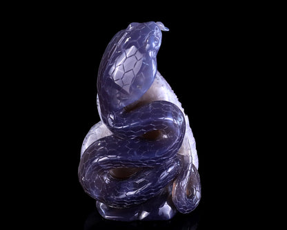 5.0" Geode Agate Hand Carved Crystal Snake Sculpture