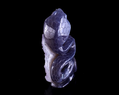 5.0" Geode Agate Hand Carved Crystal Snake Sculpture