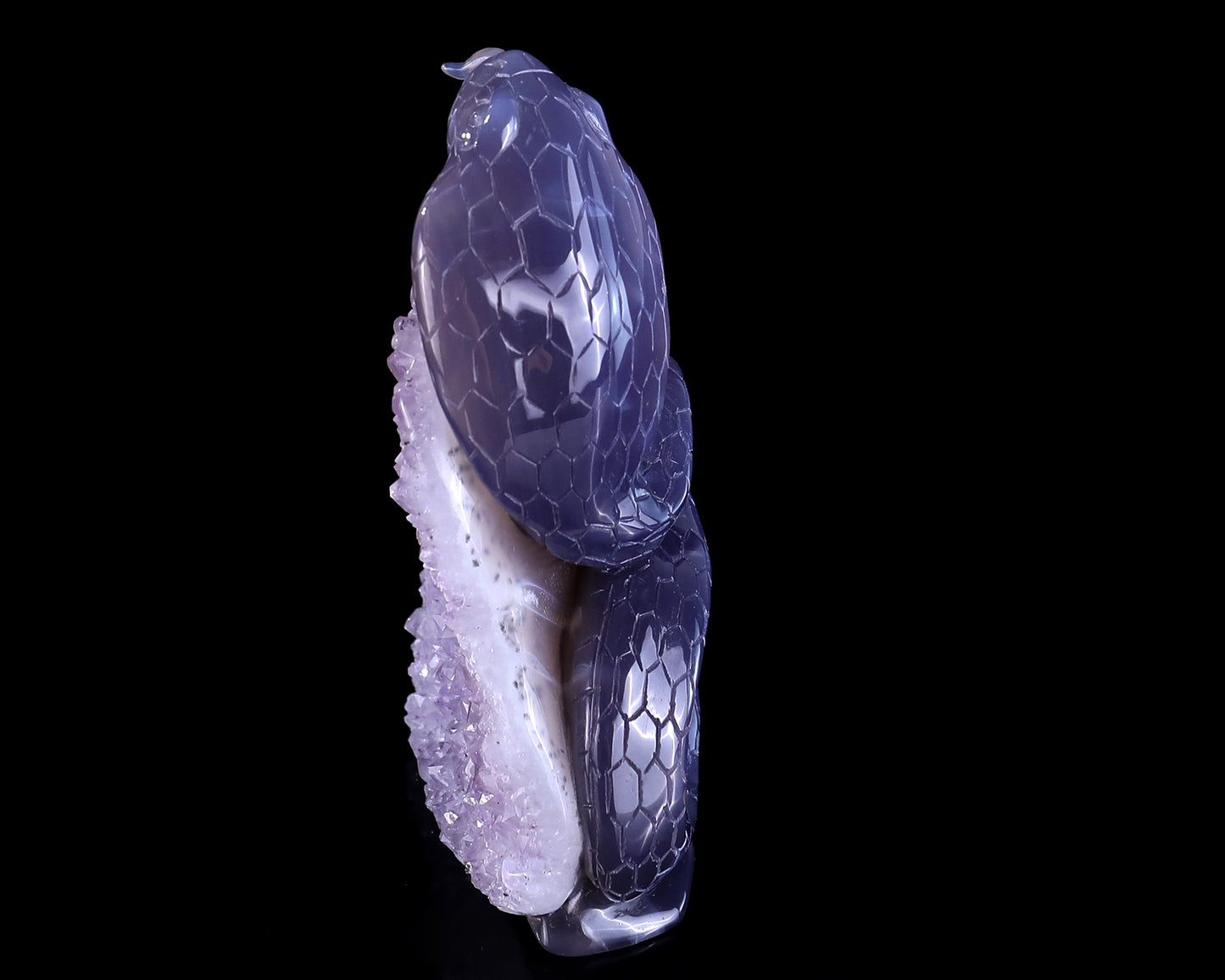 5.0" Geode Agate Hand Carved Crystal Snake Sculpture