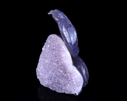 5.0" Geode Agate Hand Carved Crystal Snake Sculpture