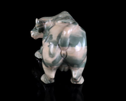 6.5" Jiulong Jade Hand Carved Crystal Cattle Sculpture