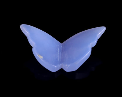 Natural Blue Chalcedony Hand Carved Crystal Butterfly Set (4pcs)