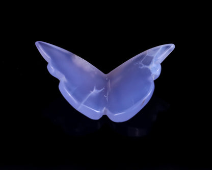 Natural Blue Chalcedony Hand Carved Crystal Butterfly Set (4pcs)