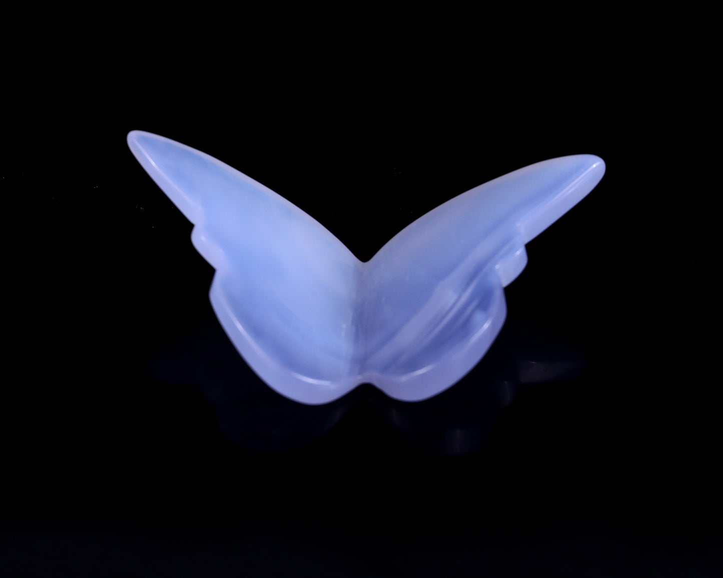 Natural Blue Chalcedony Hand Carved Crystal Butterfly Set (4pcs)