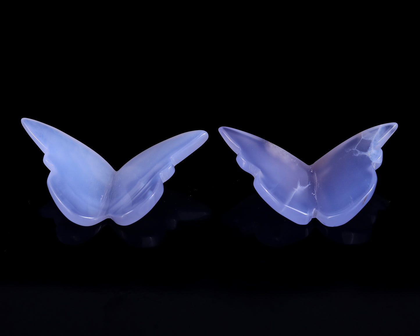 Natural Blue Chalcedony Hand Carved Crystal Butterfly Set (4pcs)