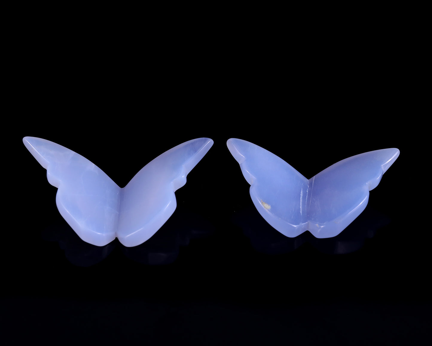 Natural Blue Chalcedony Hand Carved Crystal Butterfly Set (4pcs)