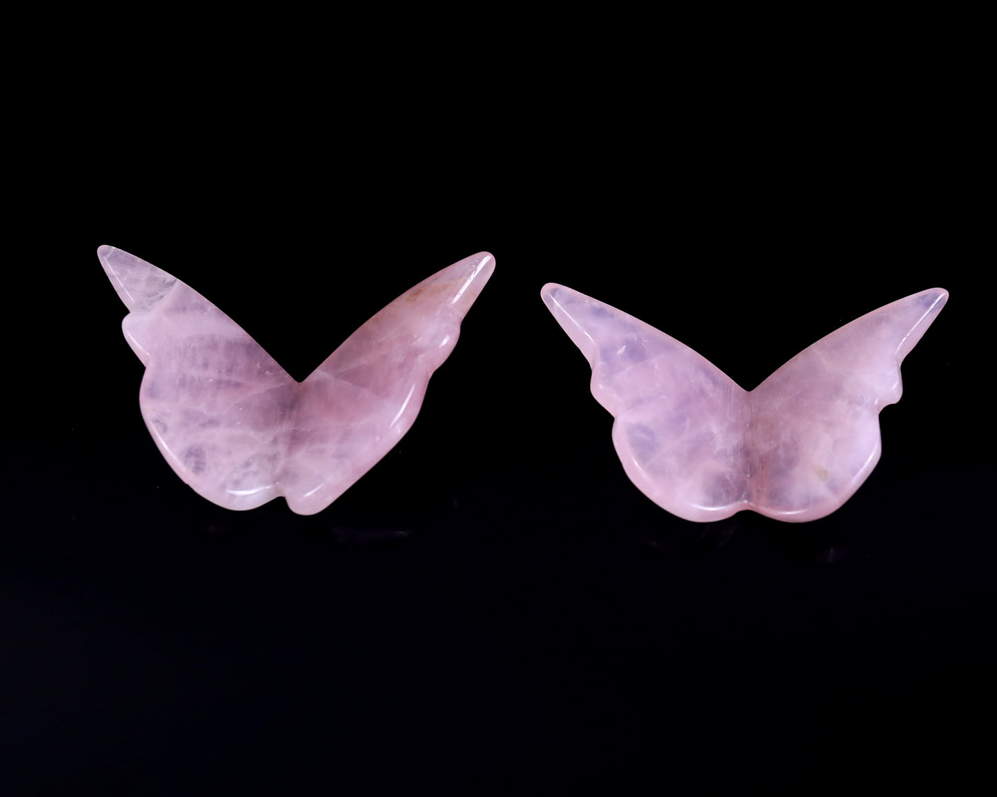 Natural Rose Quartz Hand Carved Crystal Butterfly Set (4pcs)