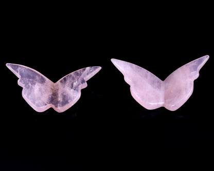 Natural Rose Quartz Hand Carved Crystal Butterfly Set (4pcs)