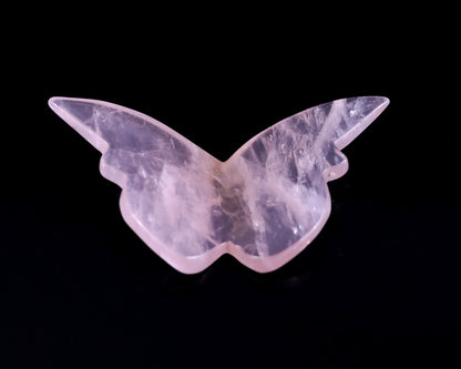 Natural Rose Quartz Hand Carved Crystal Butterfly Set (4pcs)