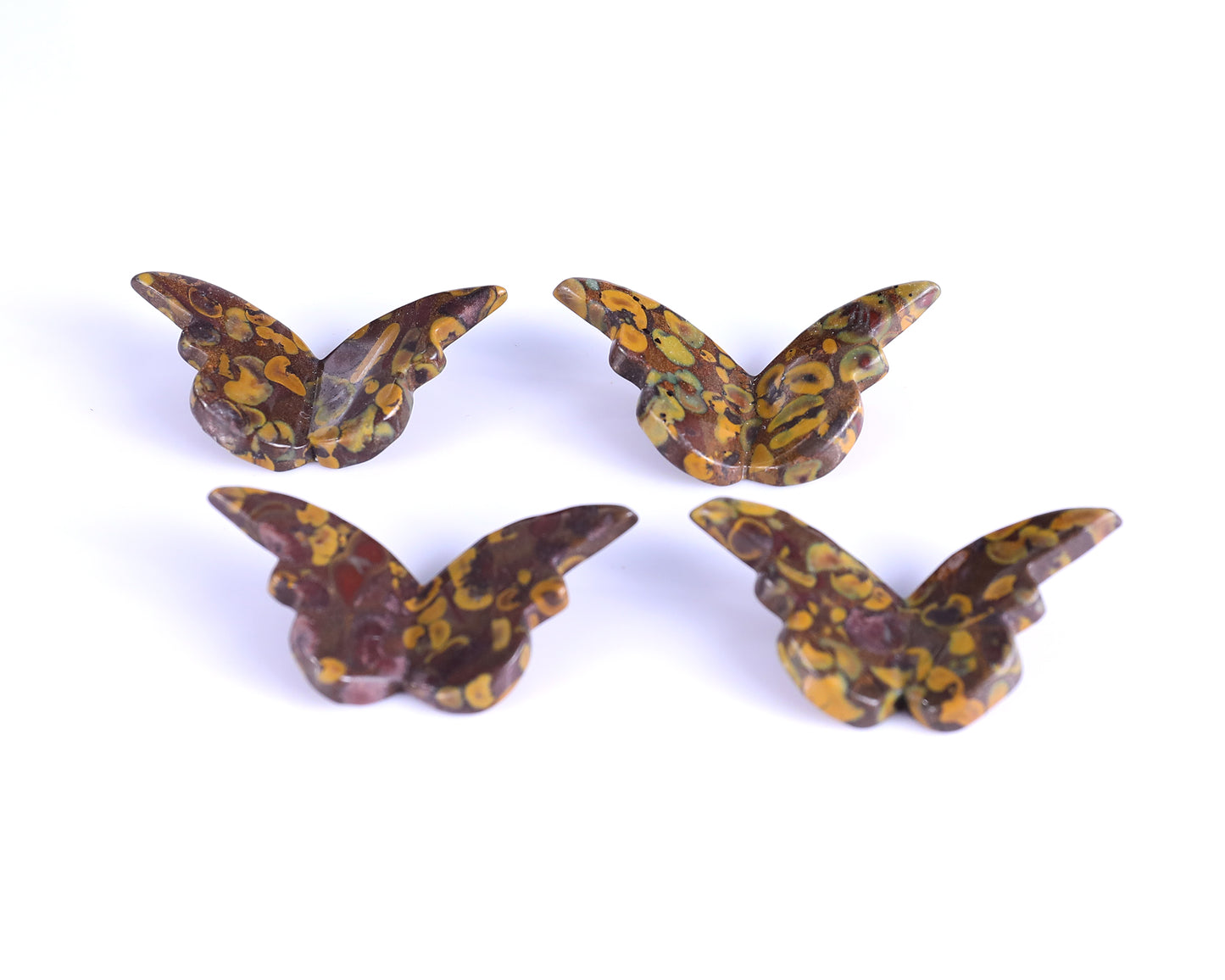 Natural Roe Stone Hand Carved Crystal Butterfly Set (4pcs)