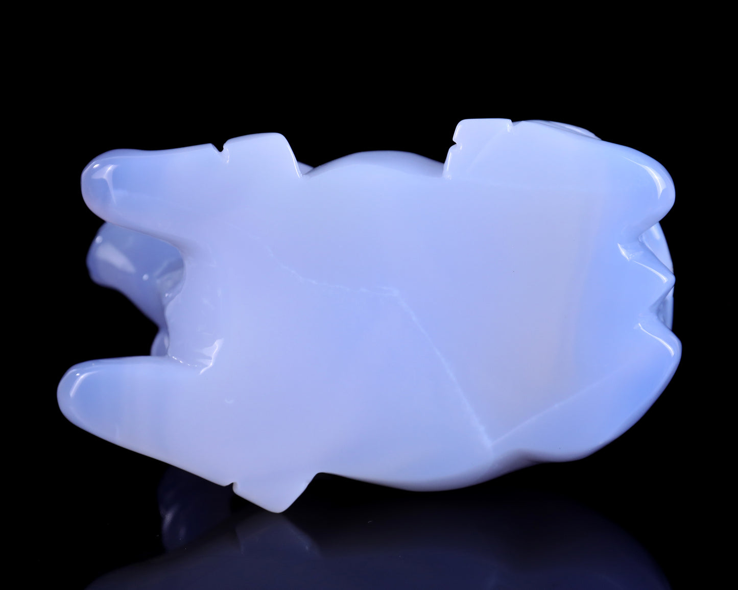 5.7" Blue Chalcedony Hand Carved Crystal Cattle Sculpture