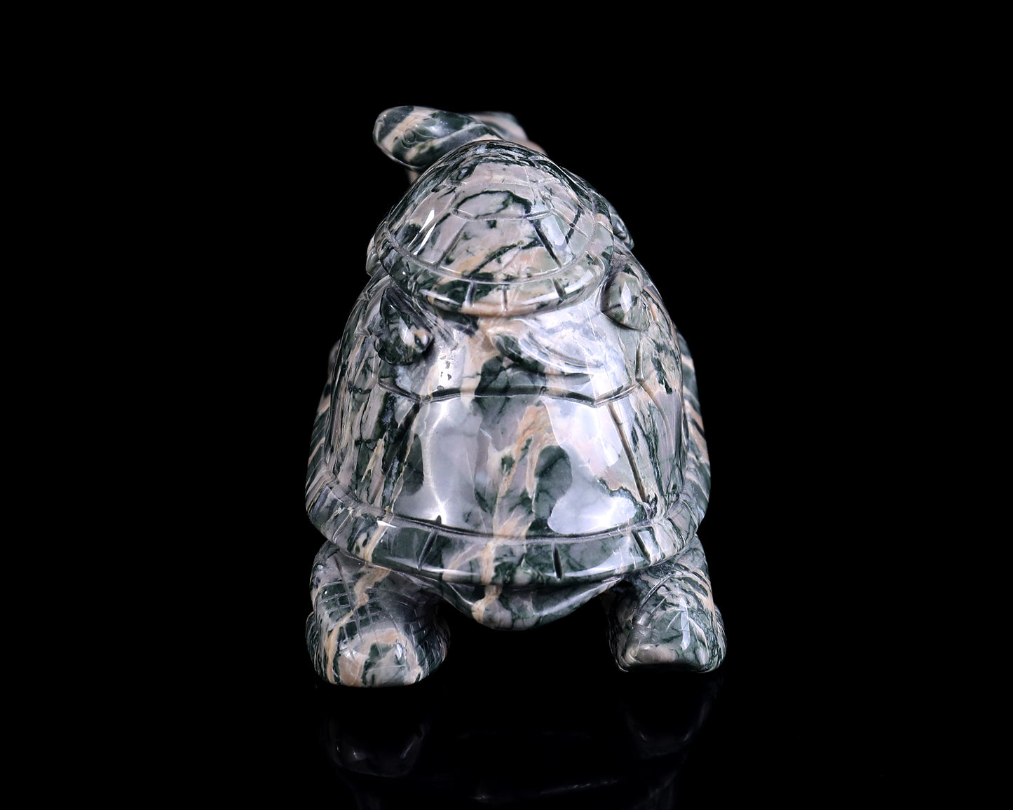 6.3" Jiulong Jade Hand Carved Crystal Turtles Sculpture