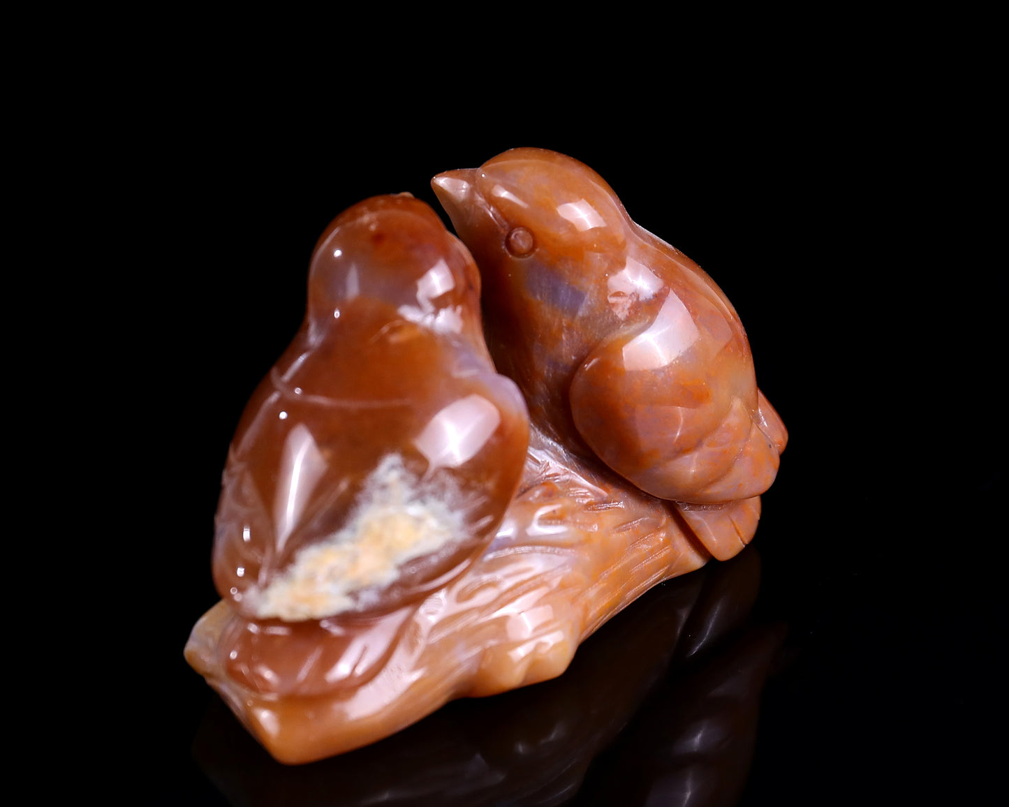 4.1" Chalcedony Hand Carved Crystal Birds Sculpture