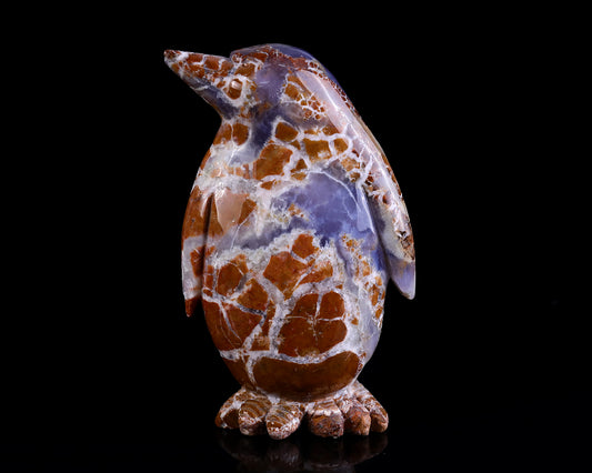 7.5" Chalcedony Hand Carved Crystal Penguin Sculpture