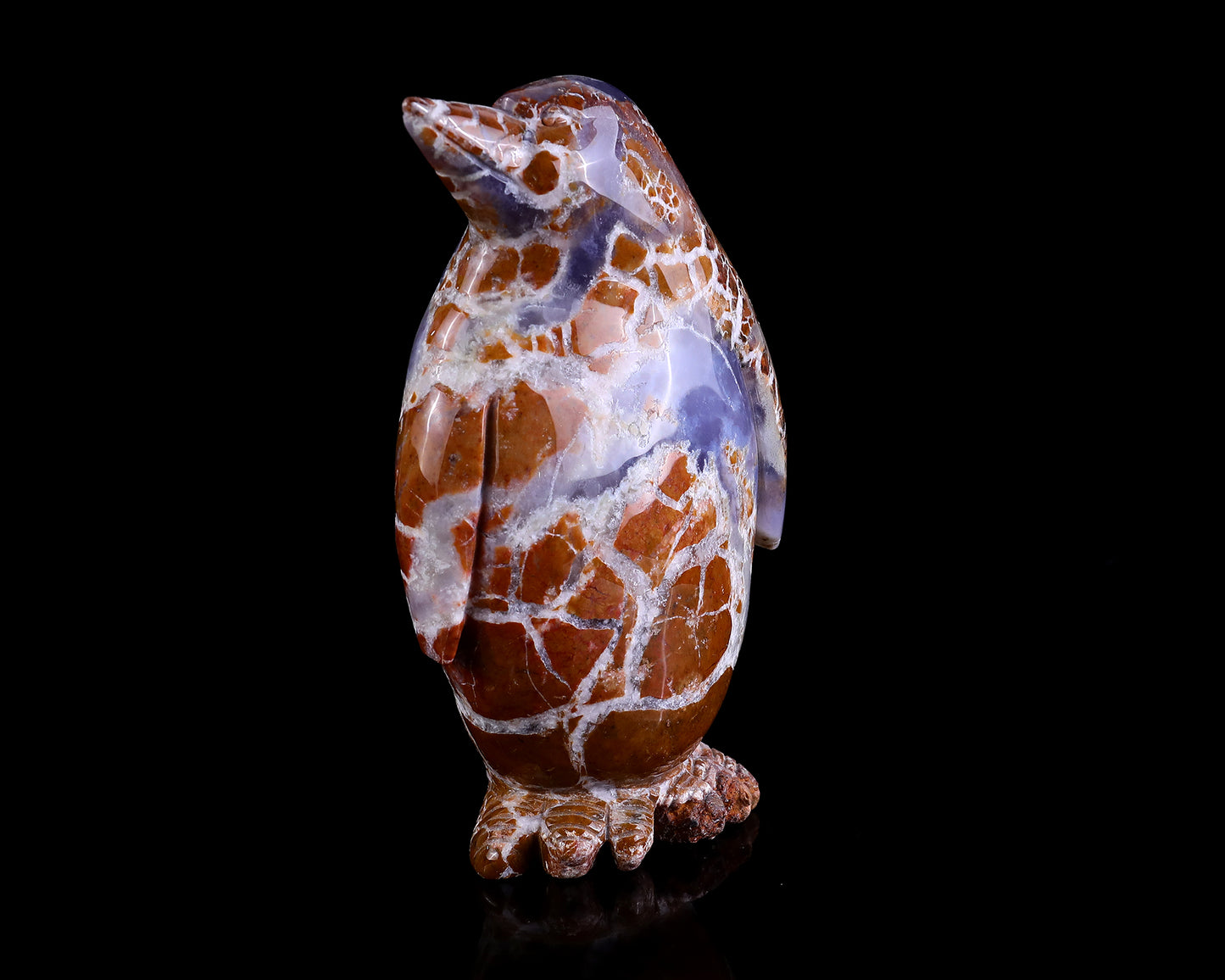 7.5" Chalcedony Hand Carved Crystal Penguin Sculpture