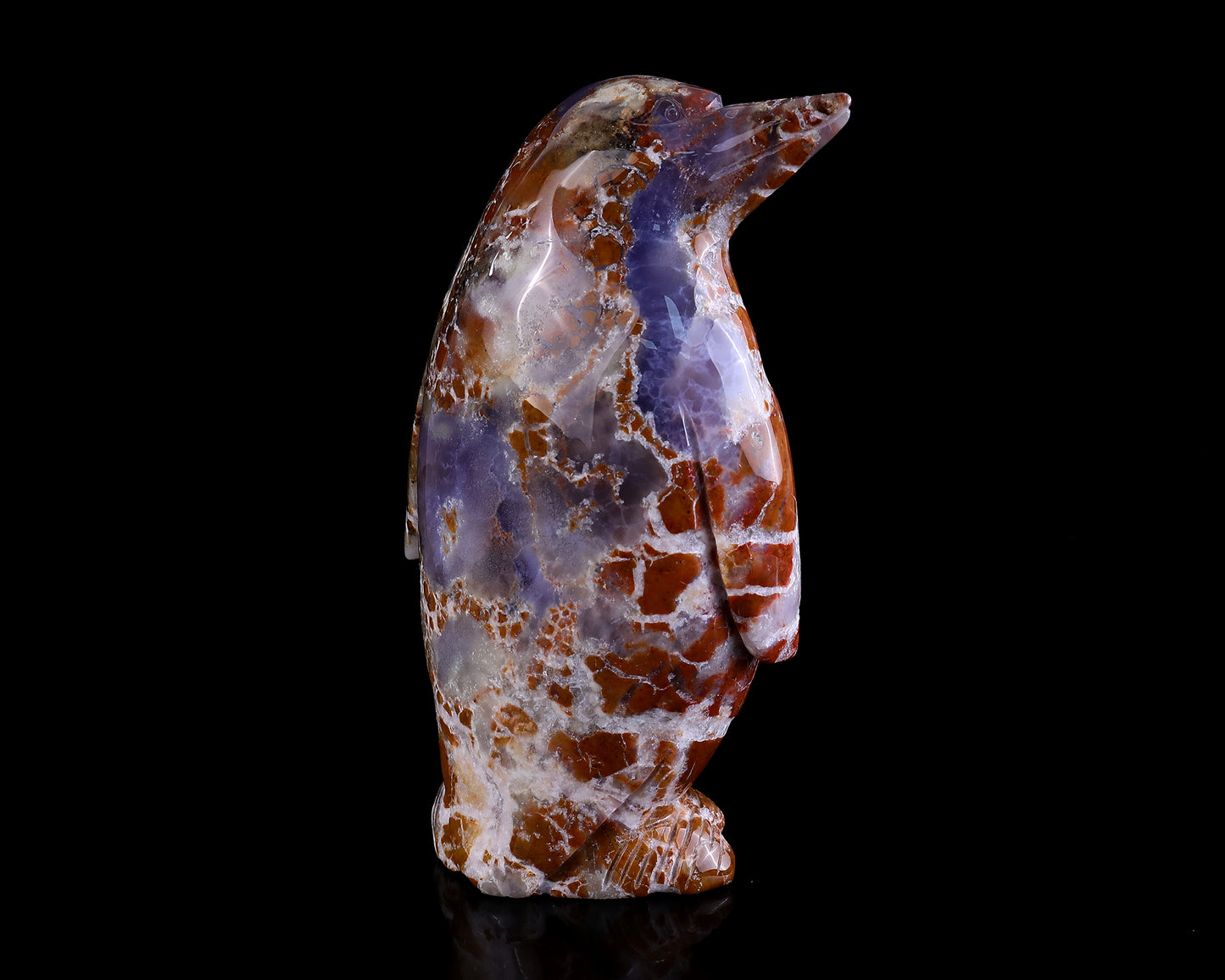 7.5" Chalcedony Hand Carved Crystal Penguin Sculpture