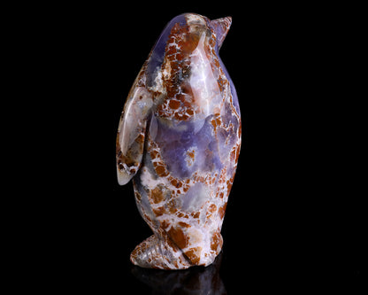 7.5" Chalcedony Hand Carved Crystal Penguin Sculpture