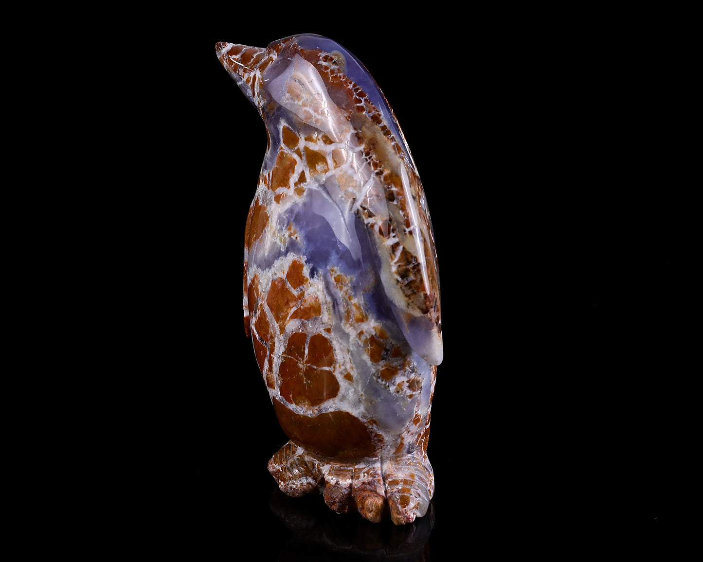 7.5" Chalcedony Hand Carved Crystal Penguin Sculpture