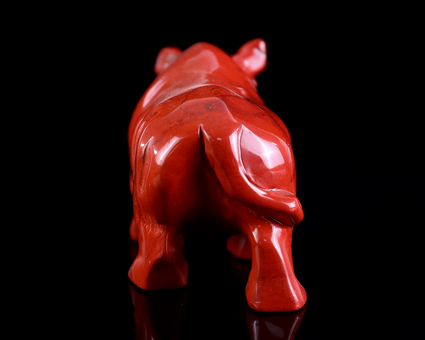 3.9" Red Jasper Hand Carved Crystal Rhinoceros Sculpture