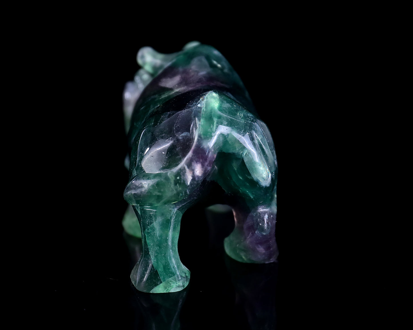 3.9" Fluorite Hand Carved Crystal Rhinoceros Sculpture